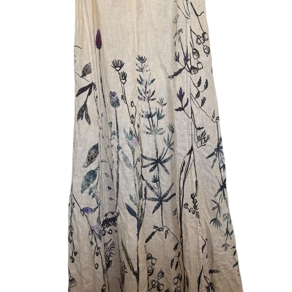 Beate Heymann Street Couture Women’s Sz 6 Maxi Linen Floral Ruffle Fringe Dress - Picture 5 of 9